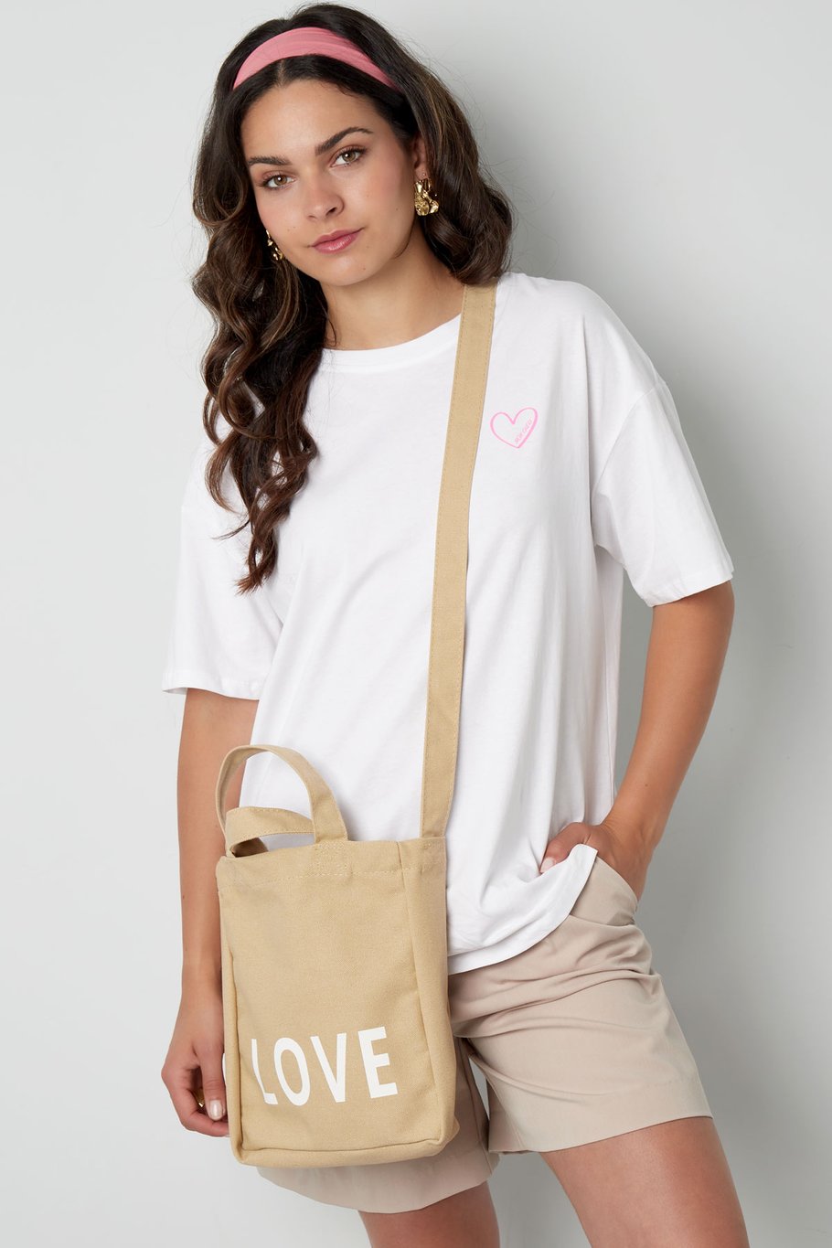 Kleine Canvastasche Love - beige Bild4